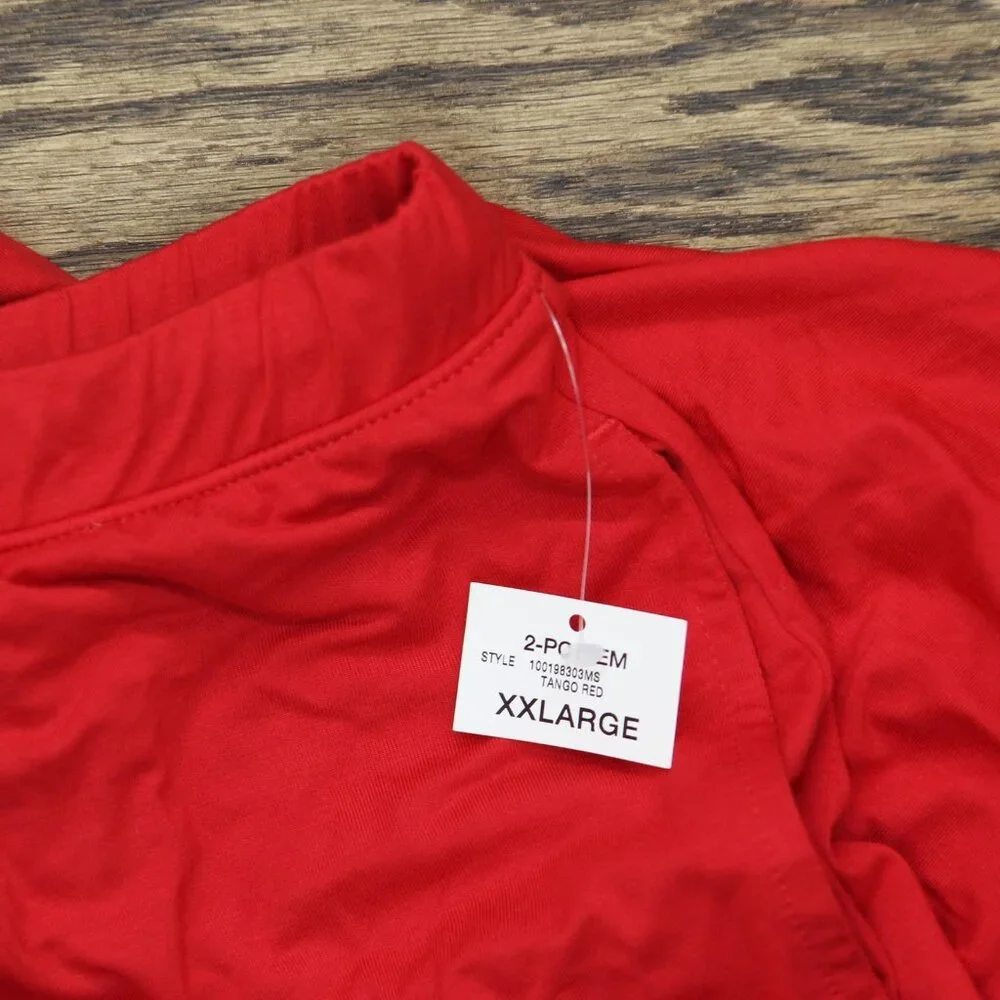 NEW State Of Day Womens Lace-Trim Pajama Pants 100198303MS Tango Red 2XL